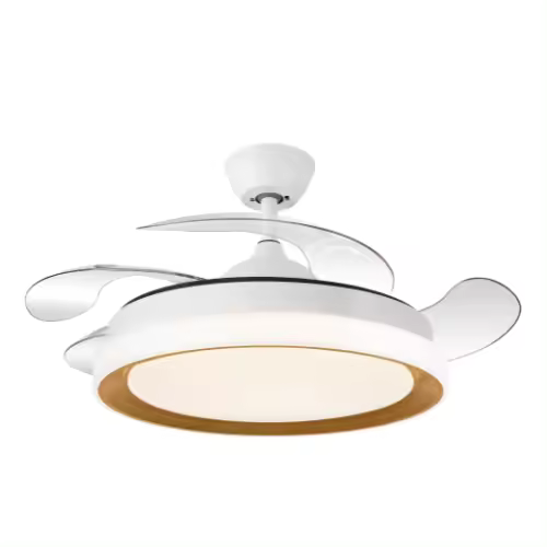 Ibelán - Ventilador de techo con luz Blanco-Oro retráctil - 1