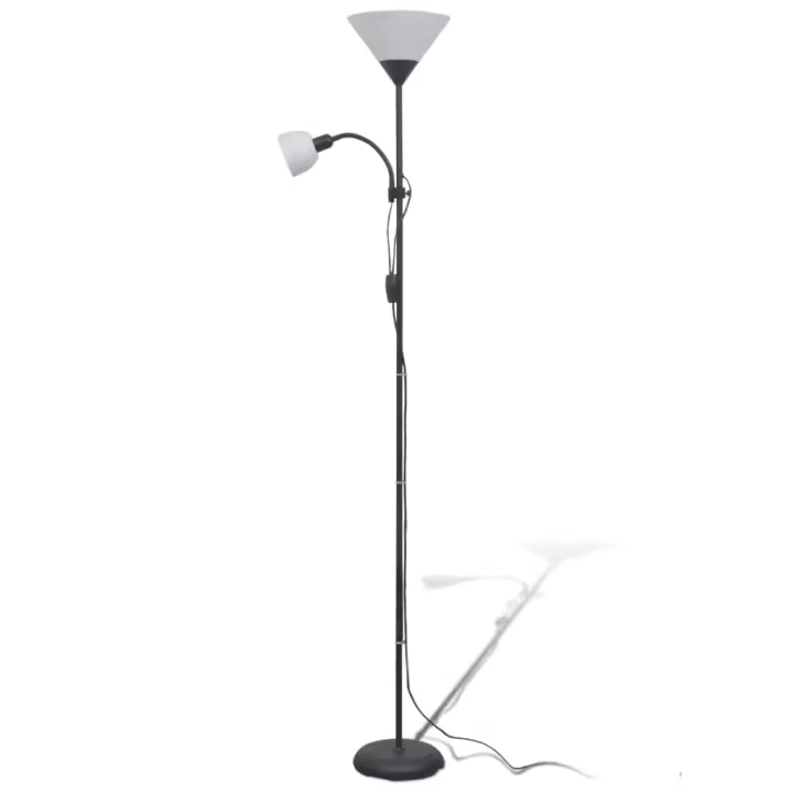 vidaXL Lámpara de Pie Acero Pintura 2 Luces Interruptores Luz Suelo Casa Color Gris,  Negro, y mas - 1