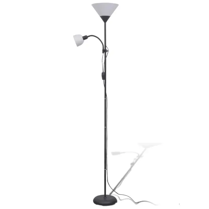 vidaXL Lámpara de Pie Acero Pintura 2 Luces Interruptores Luz Suelo Casa Color Gris,  Negro, y mas - 1