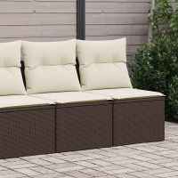 vidaXL Set sofás jardín y cojines 2 pzas ratán sintético acacia beige en color beige y gris/Marrón/Negro y crema y más | acolchados duraderos para sofás de jardín terraza exterior - details 1