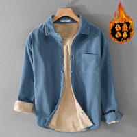 Camisa De Algodón De Corduroy Para Hombres Diseñadora Italiana Calidad Superior Moda Otoño Invierno Talla Grande Cuello Cuadrado Estilo Casual - details 5