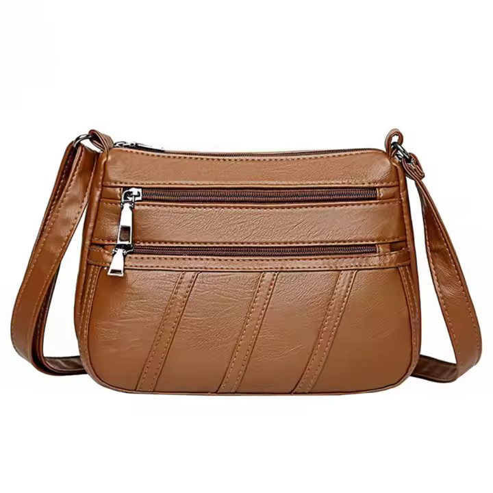 Bolso De Hombre Para Mujer 2023 Nueva Moda En Cuero PU Color Sólida Gran Capacidad Bolso Cruzado Multi-Nivel Estilo Clásico - 1
