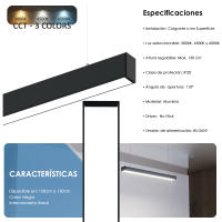 Lámpara Lineal Colgante LED 40W - POLARIS - 3CCT - Interconexión Lineal - IP20 - Driver Incluido - details 1