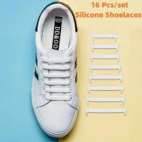 Nuevos 16Pcs Cordones Elásticos Para Zapatillas Silicona Estirable Cordón De Goma Unisex Moda Sin Atar Medio De Fijación Para Zapatos - details 1