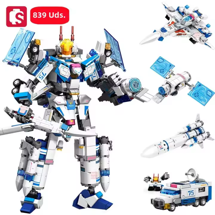SEMBO 4IN1 Kit De Bloques De Construcción De Robot Transformable Mecha Para Niños Juguetes Para Boys Modelos De Tanque Avión Combate Barco Regalos Para Niños De 6 a 12 Años - 1
