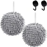 2PC Pelota De Toalla Para Secar Manos Con 2 Gancho Super Absorbente Microfibra Suave Para Baño Y Cocina Suministros De Salud - details 9