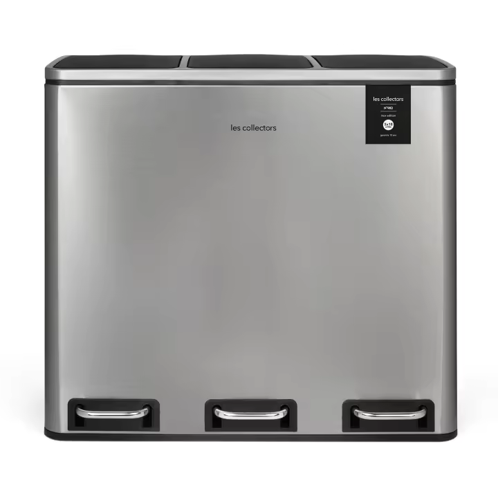 Cubo de basura con pedal, Dark Grey Les Collectors No. 984, capacidad 60 l, robusto, cocina, separador de desechos, 2 cubos, cubo extraíble, reciclaje, clasificación de desechos, clasificación de desechos, tapa silenciosa - 1