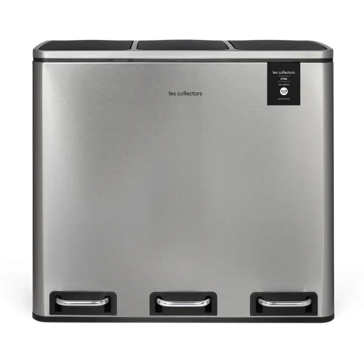 Cubo de basura con pedal, Dark Grey Les Collectors No. 984, capacidad 60 l, robusto, cocina, separador de desechos, 2 cubos, cubo extraíble, reciclaje, clasificación de desechos, clasificación de desechos, tapa silenciosa - 1