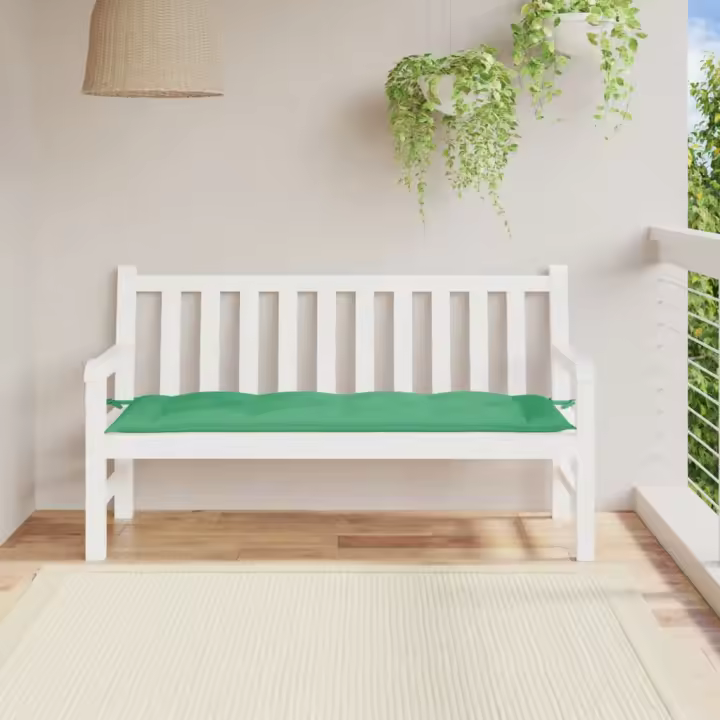 vidaXL Cojín de banco de jardín tela Oxford verde 150x50x7 cm - 1