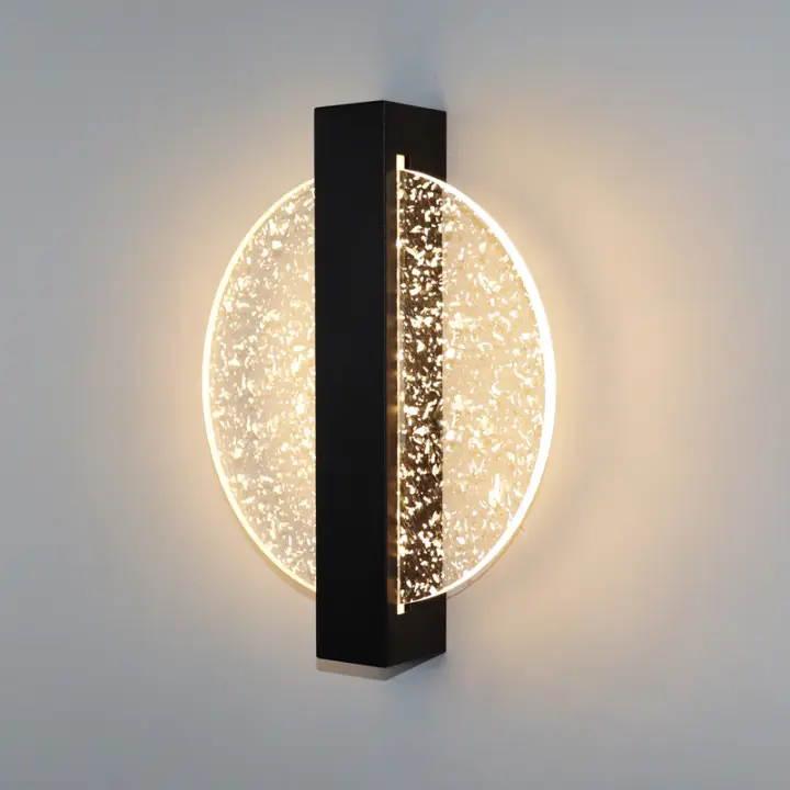 BIT Aplique de pared interior regulable, aplique LED redondo negro de 6W 3000/4000K/6500K - 1