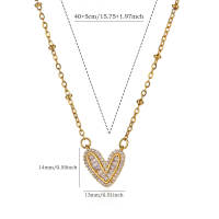 Collar De Bodas En Acero Inoxidable Con Zirconia Blanca Y Corazón Para Mujer Joyería De Accesorios Colgante Geométrico Vintage Unisex - details 3