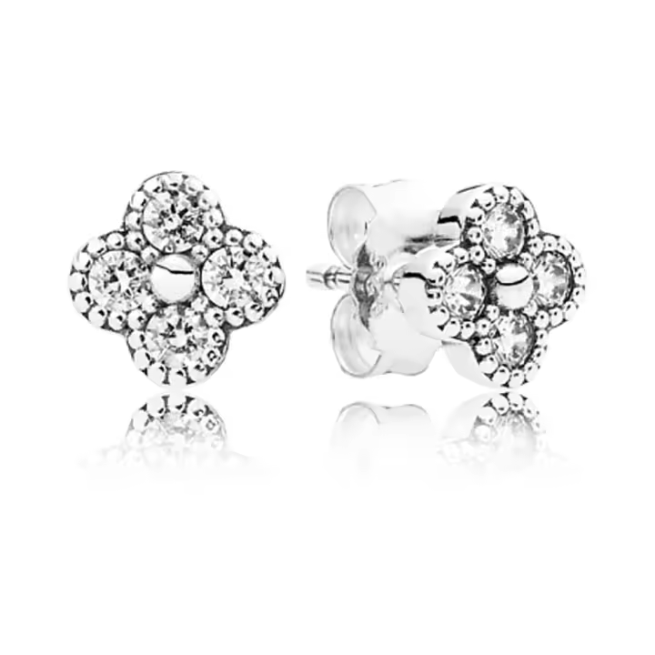 Pandora 290647CZ Pendientes de Flor Oriental de Plata de Ley con Circonita Transparente - 1
