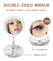 Espejo De Maquillaje Con Luz LED Daylight Espejo De Vestíbulo Rotación 360° Base Desmontable/Con Almacenamiento 3 Modos Con Luz Cargador USB - details 2