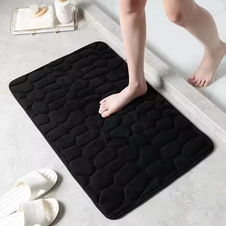 Alfombra De Baño De Memoria Espuma 1pc Absorbente Y Antideslizante De Velours Coral Alfombrilla De Piso Para Baño Secado Rápido Y Lavable En Máquina - 1