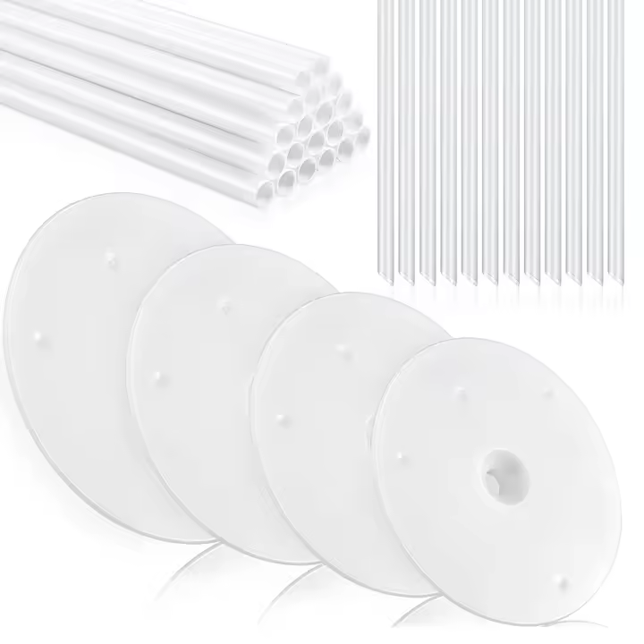 Juego de varillas de plástico para pastel, palitos blancos para pastel, varilla de soporte y platos separadores, 36 piezas, 20 piezas - 1