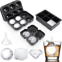 Molde De Hielo De Silicona Para Nevera Con Tapa Reutilizable Molde De Hielo En Forma De Bola Diamante Para Whiskey JT08 - details 0