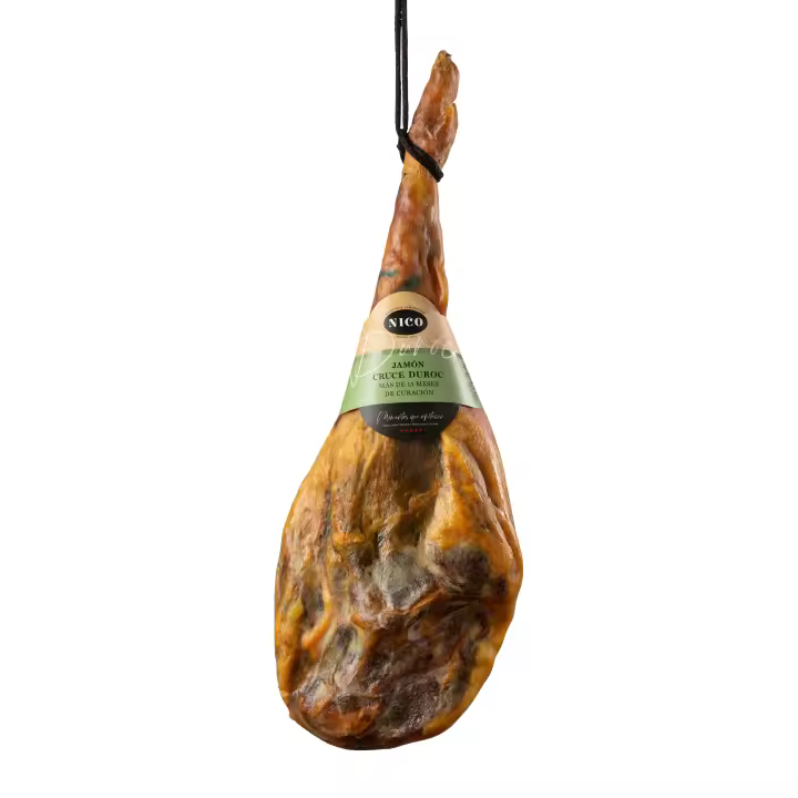 Nico Jamones NICO - Jamón Cruce Duroc 6,5 y 7,5 Kg - Curación de Más de 14 Meses - Auténtico Sabor - Sin Gluten y Sin Lactosa - Calidad y Precio Accesible - 1