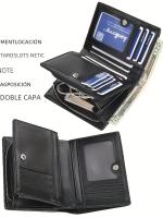 Billetera Corta Para Hombre Baellerry De Cuero PU Con Cremallera Y Bolsillo Para Monedas Capacidad Grande Estilo Vintage Porta Dinero Y Tarjetas - details 9
