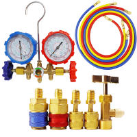 Juego De Medidores De Manifold R410A R22 R134a R404A Para Refrigeración HVAC Con Tubos Y Adaptadores De Conexión Ajustable Para Servicio De Recarga - details 14