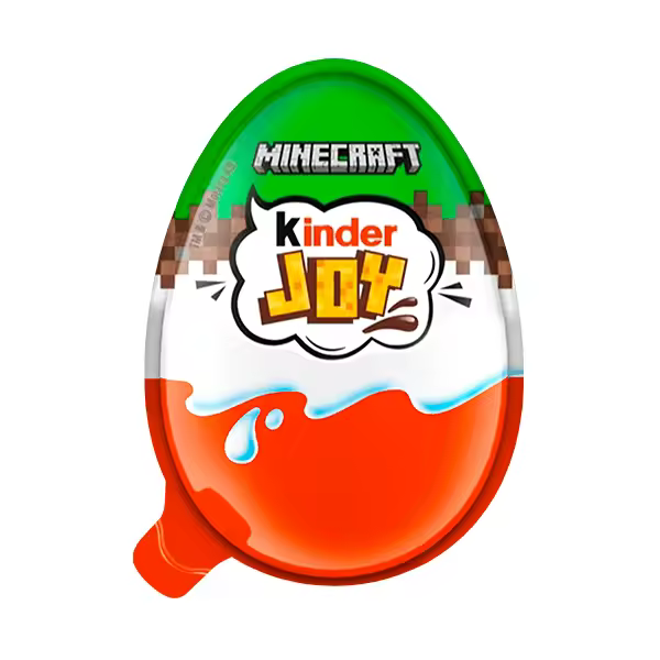 Kinder Joy Minecraft - Bandeja con 24 huevos con crema de leche y cacao y 2 bolitas de chocolate - Contiene un juguete en el interior - 1