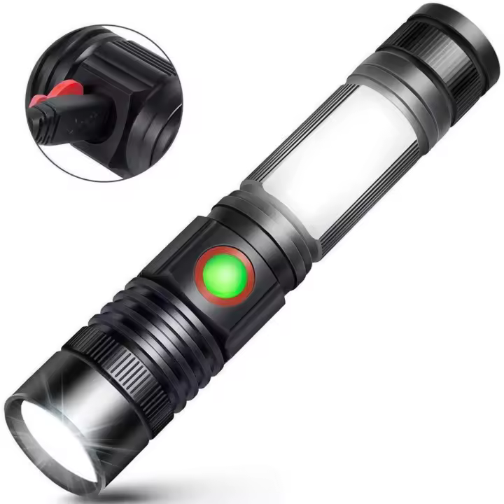 Antorcha LED Linterna USB recargable Potente lámpara militar Antorcha portátil con zoom - 1
