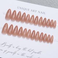 24pcs/set Uñas Postizas De Talla Grande En Rosa Gris Y Marrón Estilo Francés Y Almendrado Para Otoño E Invierno Decoración De Uñas Press on Falsas Acrílicas - details 15
