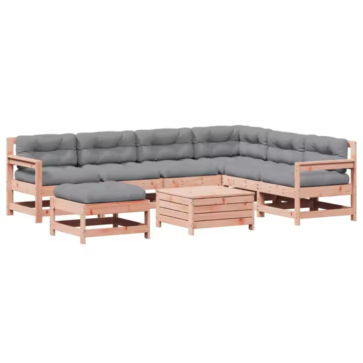 vidaXL Juego de muebles jardín 8 pzas y cojines madera abeto Douglas - 1