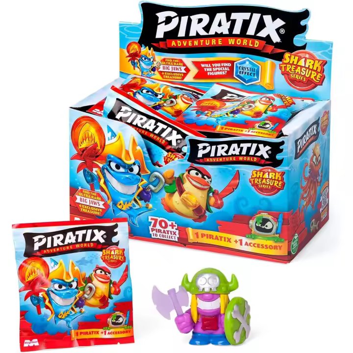 Magic Box - Piratix Shark Treasure Sobre One Pack, Incluye 1 Figura y 1 Accesorio Cristal (Caja 24 Sobres ) - 1