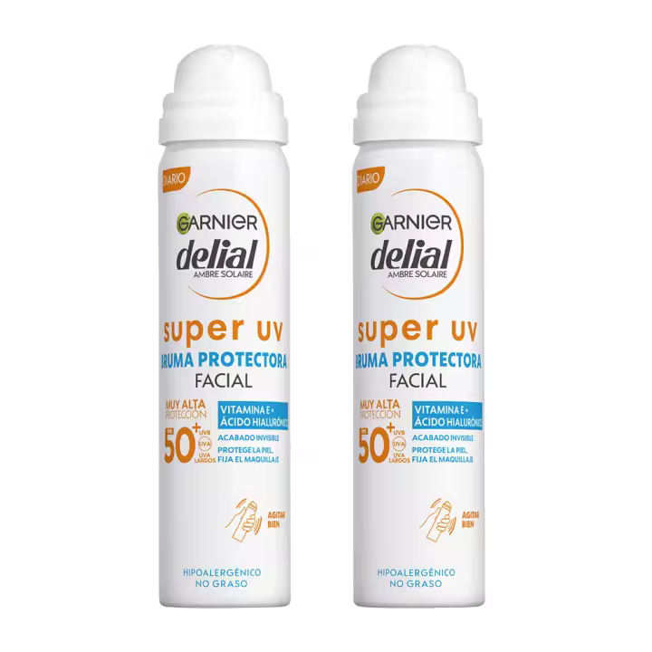 GARNIER | Delial SUPER UV FPS50+ Bruma Protectora Facial con Textura Invisible - 2x75ML - 1