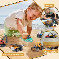 Juego De 8 Piezas De Camiones De Aluminio Con Mat Y Señal De Carretera Modelos Clásicos De Construcción Para Niños Excavadora Cargador Autobús Remolcador Vehículo De Metal Para Niños Mayores De 3 Años - details 1
