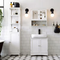 Armario de baño bajo lavabo con 2 puertas y 2 compartimentos, balda ajustable, almacenaje eficiente, 60x30x60 cm, blanco - details 4