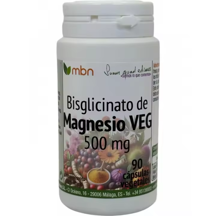 Bisgliconato de Magnesio 500 mg 90 cápsulas vegetales de Manabios - 1