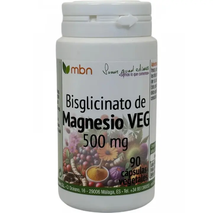 Bisgliconato de Magnesio 500 mg 90 cápsulas vegetales de Manabios - 1