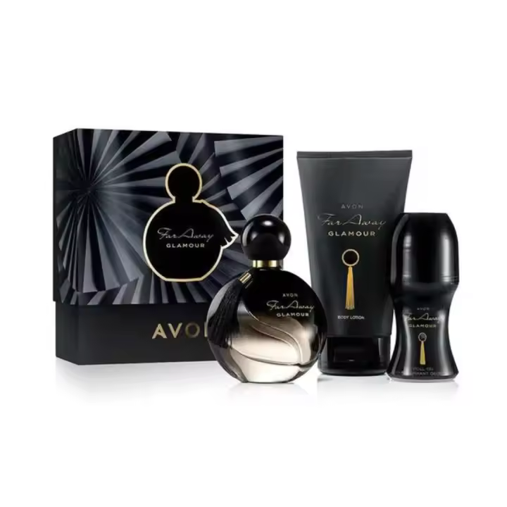 Avon Far Away Glamour Fragrance set Eau de Parfum/Loción Corporal/Desodorante Roll-On - 1