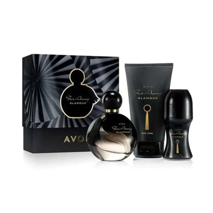 Avon Far Away Glamour Fragrance set Eau de Parfum/Loción Corporal/Desodorante Roll-On - 1