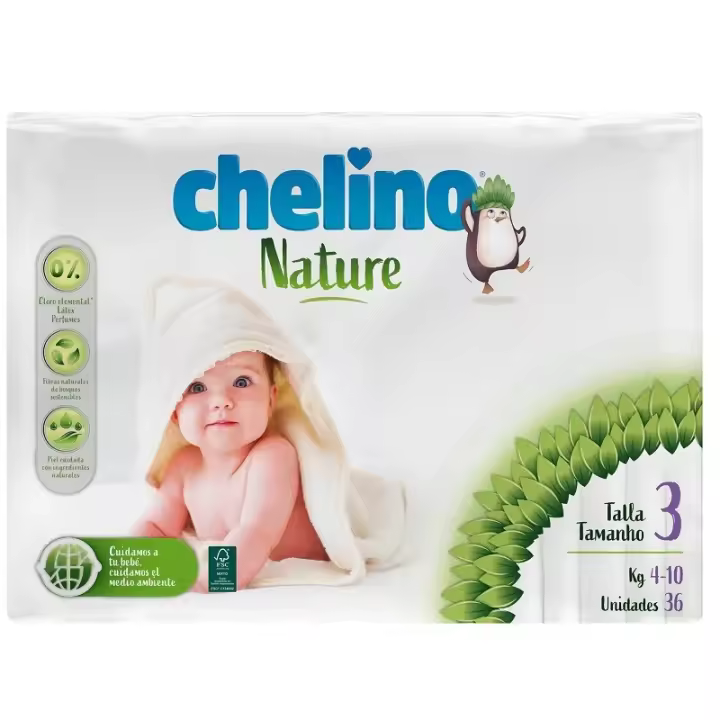 CHELINO NATURE TALLA 3 (4 A 10 KG) 36 PAÑALES - 1