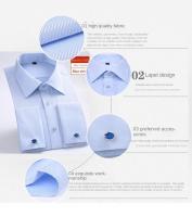 Camisa De Manga Larga Para Hombre Estilo Francés Multicolor Adecuada Para Todas Las Estaciones Cuello En V Prenda De Negocios Casual - details 1