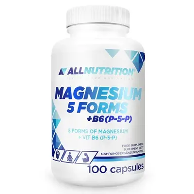 Magnesio 5 formas + B6 (P-5-P) 100 cápsulas - Allnutrition / CONTRIBUYE A LA REDUCCIÓN DE LA FATIGA Y EL CANSANCIO - 1