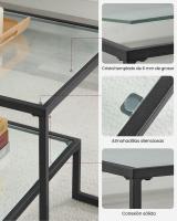 Mesa de centro de vidrio templado con almacenamiento, marco de acero, ideal para salón - details 13