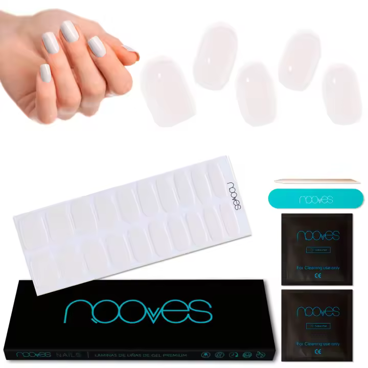 NOOVES NAILS Láminas de Uñas de Gel Precurado Premium - Lovely Pink  Blanco  Tiras De Uñas De Gel semicurado Pegatinas Uñas Semipermanente en Gel Gel Nail stickers Uñas de gel Pegatinas - 1