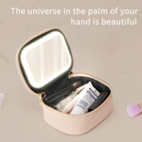 Bolso De Maquillaje Con Espejo LED Ajustable 3 Colores Recargable Caja De Joyas Organizador Con Espejo LED Para Regalo De Navidad - details 15
