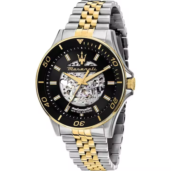 Maserati Reloj de Hombre, Automático, Analógico, Correa de Acero Dorado, Colección Sfida - R8823140010 - 1