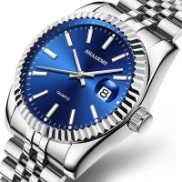 Reloj De Pulsera De Cuarzo Para Hombre Marca Top Lujo Azul Con Calendario Y Correa De Acero Inoxidable Reloj De Moda Y Negocios - details 0
