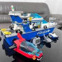 Bloques De Construcción Compatible MOC Sets Serie Ciudad Patrulla Policial Barco Flotante Juguetes Para Niños Regalo Material ABS Tamaño Pequeño - details 2