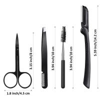 Juego De 2-17 Piezas Afeitadora De Cejas Cepillo Afeitadora De Cejas Tijeras Y Pinzas Herramientas De Maquillaje De Acero Inoxidable - details 11