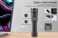 Linterna Táctica LED Potente Recargable USB Torcha Luz De Larga Distancia Impermeable Para Camping Y Emergencias Con Modo Alto Y Bajo - details 1