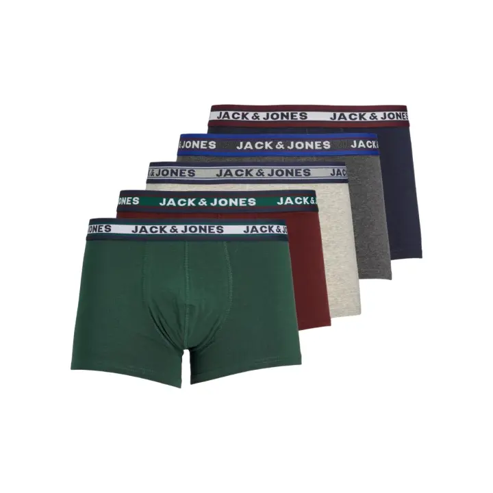 Jack & Jones Jacoliver - Pack de 5 Bóxers de Algodón Elástico para Hombre - Multicolor - 12165348 - 1