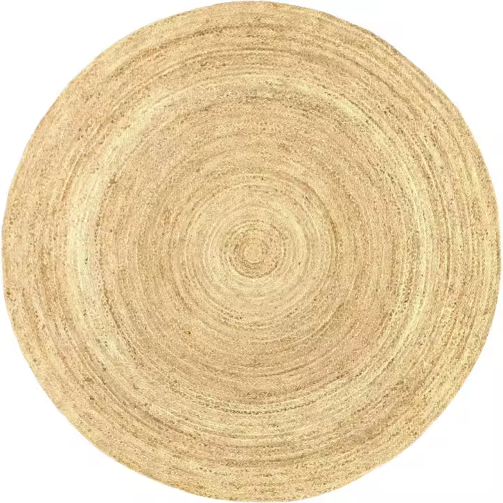 COSHANO Alfombra de Yute Color Natural Redonda, Alfombra 100% Fibra de Yute, Trenzado a Mano para Salón, Decoración de área (200x200cm) - 1