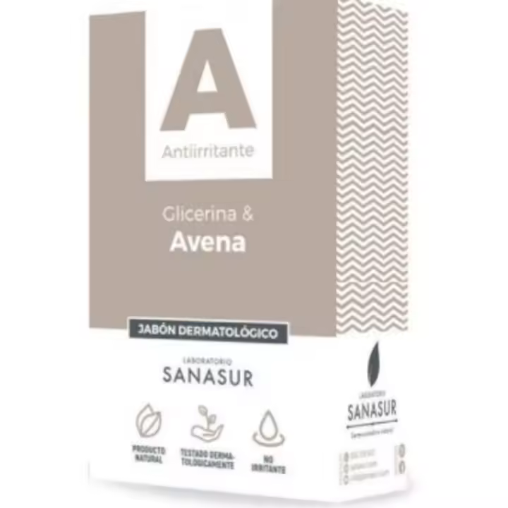 Jabón dermatológico antiirritante de glicerina y avena Sanasur para cuidado suave de la piel - 1