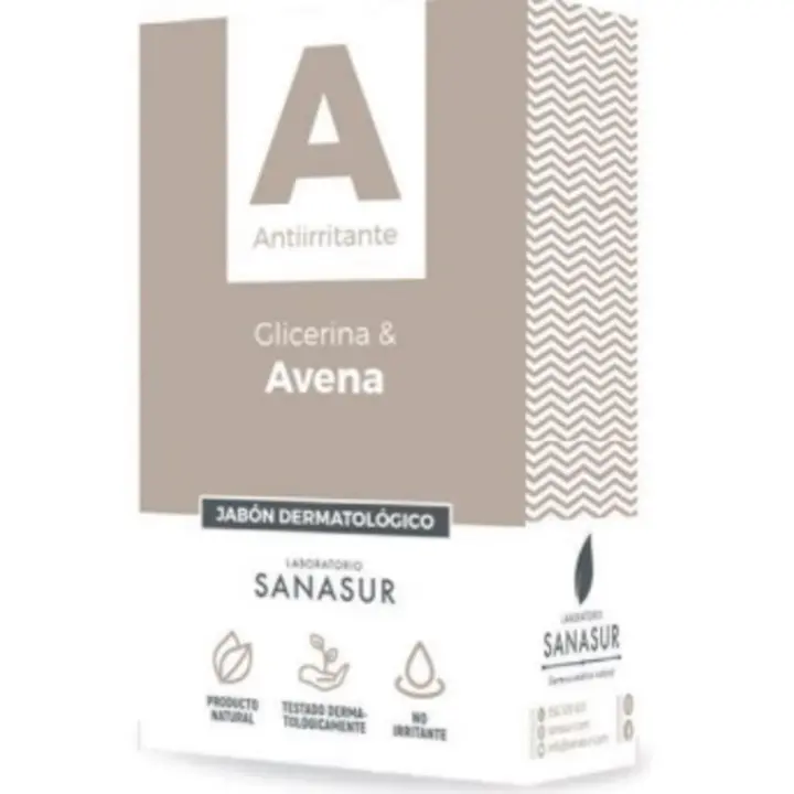 Jabón dermatológico antiirritante de glicerina y avena Sanasur para cuidado suave de la piel - 1